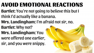 An image of bananas with a West Wing quote superimposed over it.