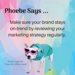 Small dog in sweater and sunglasses talking about marketing strategy